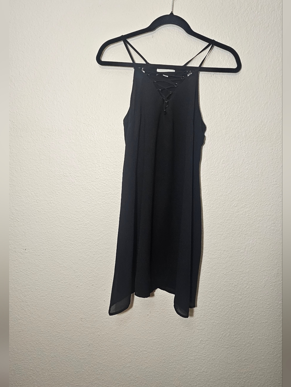 Black Lace-Up Strappy Mini Dress - Women